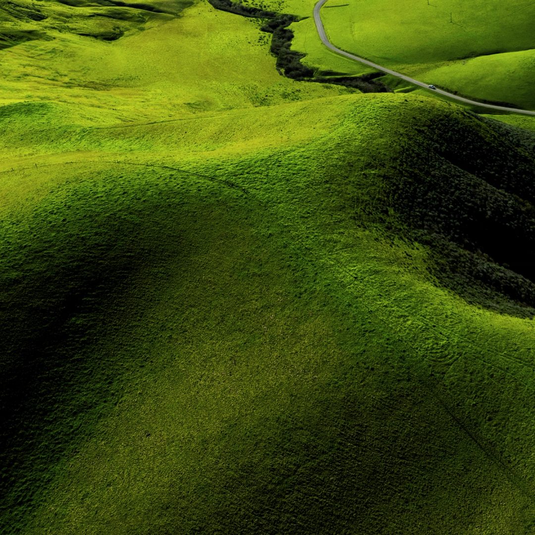 Rolling green hills