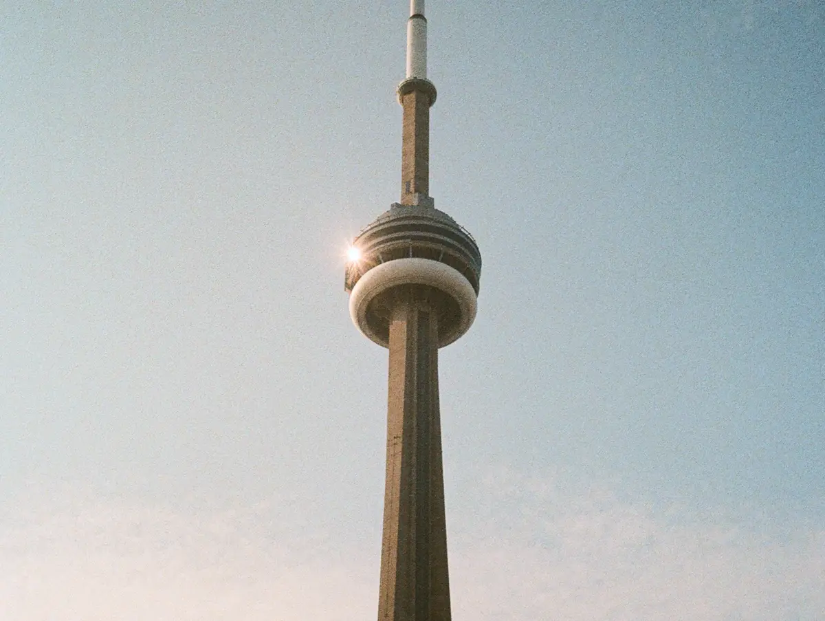 Communications tower against the sky