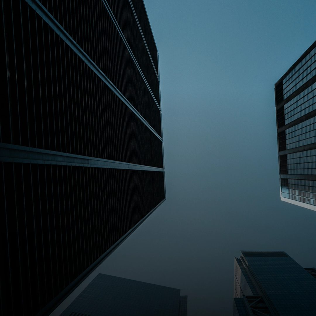 Glass skyscrapers seen from below